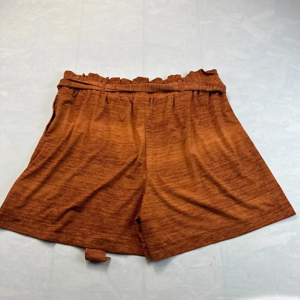 LuLaRoe Paper Bag Shorts Womens 2XL Rust Orange Stretch Lightweight Tie Waist